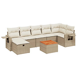 vidaXL Salon de jardin avec coussins 8 pcs beige résine tressée