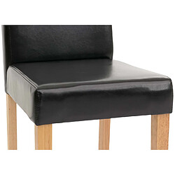 Mendler Lot de 2 chaises de séjour Littau ~ simili-cuir, noir, pieds clairs pas cher