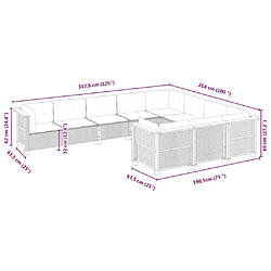 vidaXL Salon de jardin 10 pcs avec coussins noir résine tressée pas cher