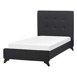 Beliani Lit en tissu noir avec cadre 90 x 200 cm AMBASSADOR