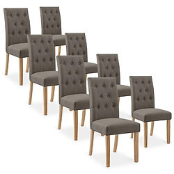 NC Lot de 8 chaises capitonnées Gaya tissu taupe