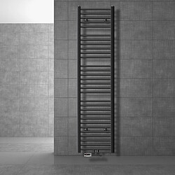 LuxeBath Radiateur de salle de bains Sahara 400x1800 mm Anthracite courbé avec raccord central, y compris garniture de raccordement