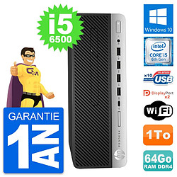 PC HP ProDesk 600 G3 SFF Intel Core i5-6500 RAM 64Go Disque 1To Windows 10 Wifi - Occasion