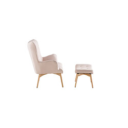 Avis Miliboo Fauteuil design scandinave et son repose pied rose poudré et bois clair BRISTOL