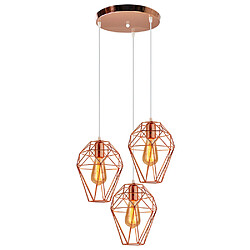 Stoex E27 Suspension Industrielle Métal en forme Diamant Corde Ajustable, Noir Lustre Abat jours Vintage Luminaire Or rose pour Restaurant Salon Chambre 