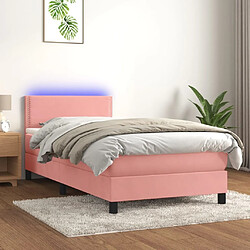 Sommier à lattes LED,Cadre à lattes de lit avec matelas pour Adulte Rose 90x190 cm Velours -MN87457