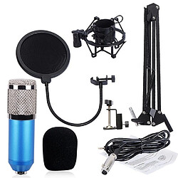 Wewoo Microphone à condensateur Mic Kit avec bras de ciseaux à suspension réglable, fixation choc & filtre anti-pop double couche, pour enregistrement en studio, diffusion en direct, live show, KTV, etc. bleu