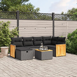 Maison Chic Ensemble Tables et chaises d'extérieur 7pcs avec coussins,Salon de jardin noir résine tressée -GKD346116