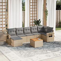 vidaXL Salon de jardin avec coussins 8 pcs beige résine tressée 