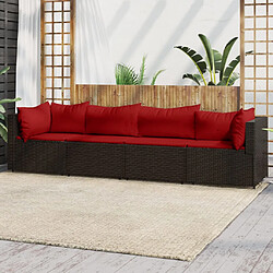 vidaXL Salon de jardin 4 pcs avec coussins Marron Résine tressée 