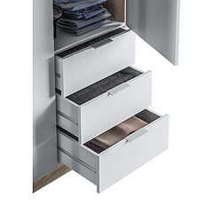 Avis Pegane Armoire avec 3 portes et 3 tiroirs Coloris chêne et blanc - Dim : L 121 x H 180 x P 52 cm