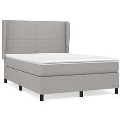 vidaXL Sommier à lattes de lit avec matelas Gris clair 140x190cm Tissu