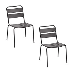 Hesperide Lot de 2 chaises de jardin empilables Phuket - Gris graphite Hespéride - Lot de 2 chaises de jardin empilables Phuket - Gris graphite - Design