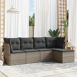 vidaXL Salon de jardin 5 pcs avec coussins gris résine tressée 