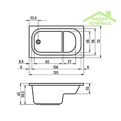 Baignoire acrylique RIHO KELY-PETIT 120x70 cm