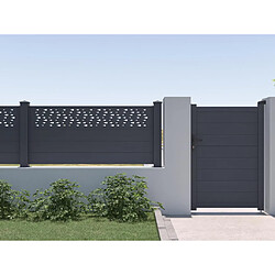 Vente-Unique Extension de clôture à poser H89 x L178.3 cm en aluminium anthracite à motifs - BAZIO pas cher