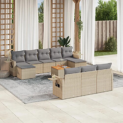 vidaXL Salon de jardin 11 pcs avec coussins beige résine tressée 