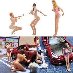 3 Pièces/ensemble 1:64 Bikini Figurines De Lavage De Voiture Scénario Jouets