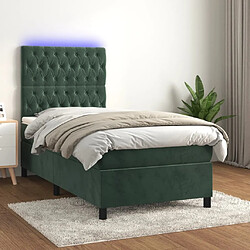 Sommier à lattes,Cadre à lattes de lit pour Adulte matelas et LED Vert foncé 100x200 cm -MN53073