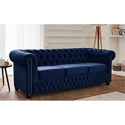 Lisa Design William - canapé Chesterfield - 3 places - en velours William - canapé Chesterfield - 3 places - en velours - Bleu nuit