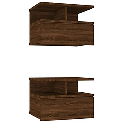 vidaXL Tables de chevet flottantes 2 pcs Chêne marron Bois ingénierie