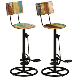 vidaXL Tabourets de bar lot de 2 bois de récupération massif