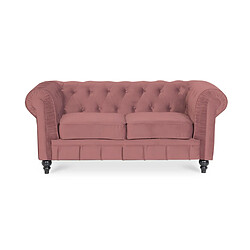 Canapé Chesterfield Velours 2 Places Altesse Vieux Rose