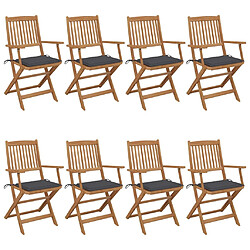 vidaXL Chaises pliables de jardin lot de 8 avec coussins Bois d'acacia