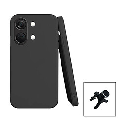 PHONECARE Kit Support Magnétique Renforcé de Voiture + Coque Silicone Liquide pour OnePlus Nord 3 - Noir 