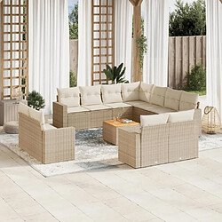 Maison Chic Salon de jardin avec coussins 12 pcs, Ensemble Tables et chaises de jardin, beige résine tressée -GKD559051