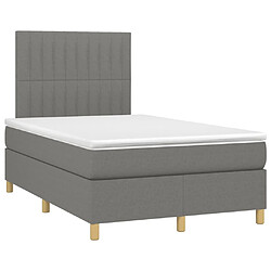 Avis Maison Chic Lit adulte- Lit + matelas + LED,Sommier à lattes de lit matelas LED gris foncé 120x190 cm tissu -GKD99539