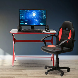 The Home Deco Factory Chaise de bureau gaming Racer Obi - Hauteur réglable - Noir et rouge