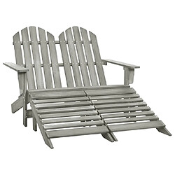 Maison Chic Chaise de jardin 2 places - Fauteuil d'extérieur Adirondack et repose-pied Sapin Gris -MN59138