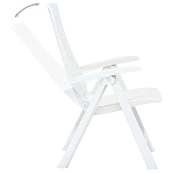 Maison Chic Lot de 2 Chaises inclinables de jardin - Fauteuil d'extérieur Plastique Blanc -MN74104 pas cher