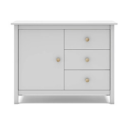 Pegane Commode, meuble de rangement avec 3 tiroirs en pin coloris blanc - Longueur 90 x Profondeur 40 x Hauteur 80 cm