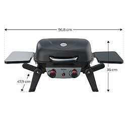 Acheter Barbecue à Gaz Portable de Table Kekai Erie 96,8x47,9x36 cm 5 kW | 2 Brûleurs, Thermomètre, Tables Latérales, Gril et Plancha