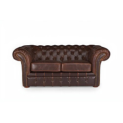 Vente-Unique Canapé 2 places chesterfield CLOTAIRE 100% cuir vieilli 