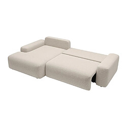 Acheter Vente-Unique Canapé d'angle gauche convertible en tissu texturé crème DAVISO