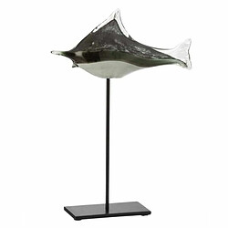 Paris Prix Statue Déco en Verre Poisson 41cm Gris & Noir 