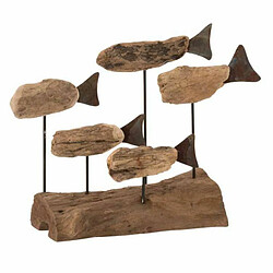 Paris Prix Statue Déco en Bois 5 Poissons 35cm Naturel 