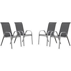 Habitat Et Jardin Fauteuil jardin Textilène Cordoba - Phoenix - Gris foncé/Argenté - Lot de 4