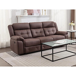 Vente-Unique Canapé 3 places relax électrique en microfibre aspect cuir vieilli marron ORTIANO 