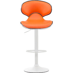 Avis Decoshop26 Lot de 2 tabourets de bar design contemporain pieds en métal blanc mat assise en synthétique orange 10_0000353