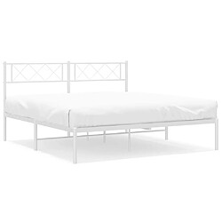 Maison Chic Lit adulte - Cadre de lit métal avec tête de lit pour chambre blanc 135x190 cm -MN65905