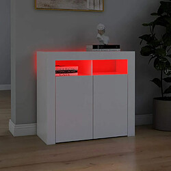 Avis Maison Chic Buffet commode,console avec lumières LED pour rangement Blanc 80x35x75 cm -MN71963