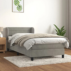 vidaXL Sommier à lattes de lit et matelas Gris clair 100x200cm Velours 