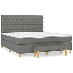 vidaXL Sommier à lattes de lit avec matelas Gris foncé 160x200cm Tissu