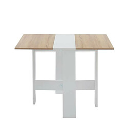 Avis JUNO Table de sejour pliante 4 personnes - Decor chene et blanc - L 104 x 76 x 74 cm