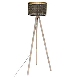 Atmosphera, Createur D'Interieur Lampadaire trépied en métal et pin modèle Gypsy - Noir et Or