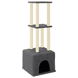 Arbre à chat avec griffoirs,niche pour chat en sisal Gris foncé 133,5 cm -MN61710